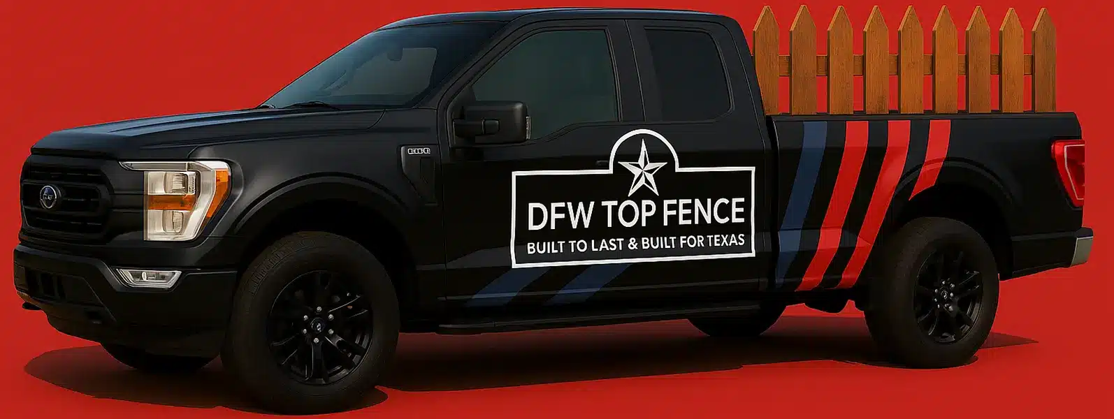 DFW Top Fence branded truck